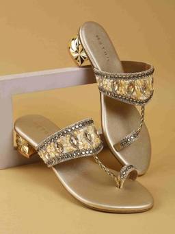 Metro - Women Gold Sandal Heels