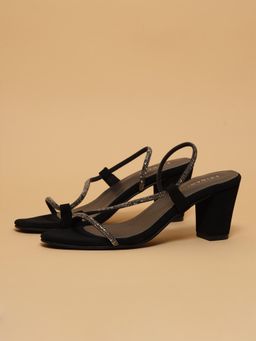 ERIDANI - Yuna Black Rhinestone Sandal Heels