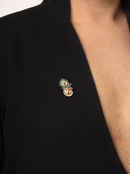 Ruby Raang Studio - Emerald and Kundan Banke Bihari Ji Brooch