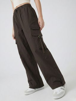 Outzidr - Brown Pocket Detail Tapered Cargo