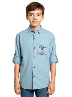 CHARCHIT - Blue Boys Cotton Regular Fit Printed Shirt