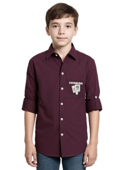 CHARCHIT - Purple Boys Cotton Regular Fit Screen Graphic Print Shirt