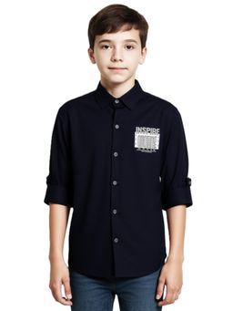 CAVIO - Black Boys Cotton Regular Fit Screen Printed Shirt