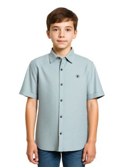 CAVIO - Blue Boys Regular Fit Solid Shirt