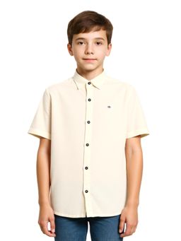 CAVIO - Cream Boys Regular Fit Solid Shirt