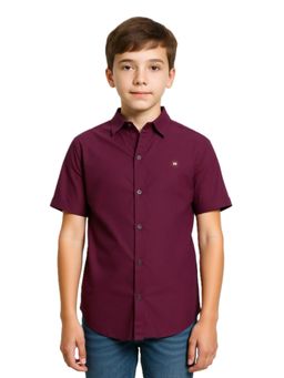 CAVIO - Purple Boys Regular Fit Solid Shirt