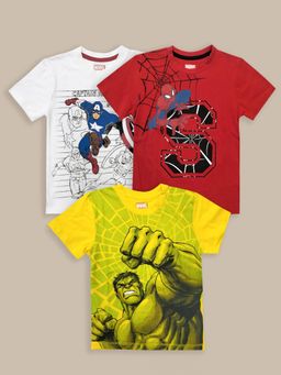 Kidsville - Official Marvel Comics Printed Regular Fit T-Shirt (Pack Of 3)