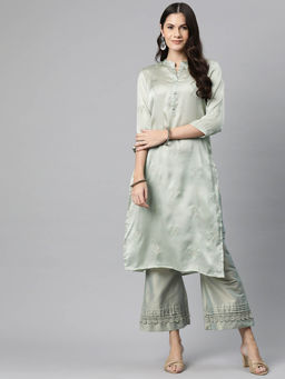 Readiprint - Womens Silk Embroidered Straight Kurta
