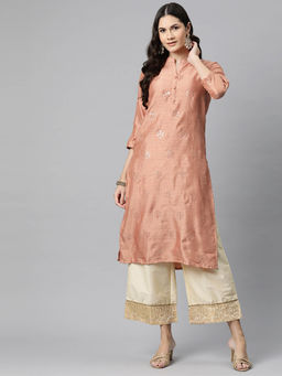 Readiprint - Womens Silk Sequinned Straight Kurta