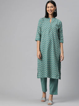 Readiprint - Womens Cotton Printed Straight Kurta with Trouser (Set of 2)