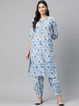Readiprint - Womens Cotton Floral Straight Kurta and Patiala (Set of 2)