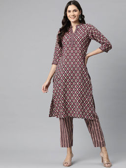 Readiprint - Womens Cotton Printed Straight Kurta with Trouser (Set of 2)