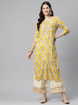 Readiprint - Straight Style Rayon Yellow Color Kurta