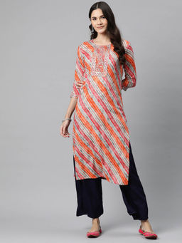 Readiprint - Straight Style Rayon Orange Color Kurta