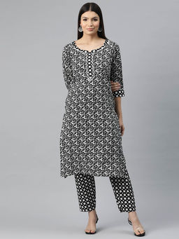 Readiprint - Straight Style Cotton Black Color Kurta and Pant (Set of 2)