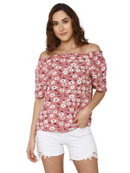 VERO MODA - Pink Solid Short Sleeve Top