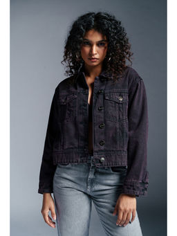 FREAKINS - Black Chrome Denim Trucker Jacket