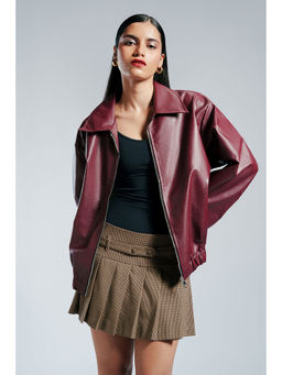 FREAKINS - Berry Plum Leather Jacket