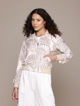 Label Ritu Kumar - Beige Athliesure Bomber Jacket