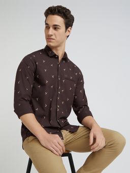 ColorPlus - Regular Fit Printed Brown Shirt