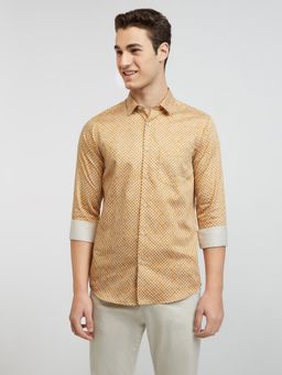 ColorPlus - Regular Fit Printed Yellow Shirt