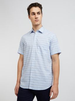 ColorPlus - Tailored Fit Stripes Blue Shirt