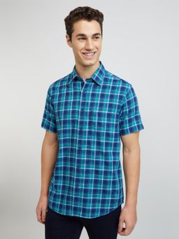 ColorPlus - Tailored Fit Checkered Green Shirt