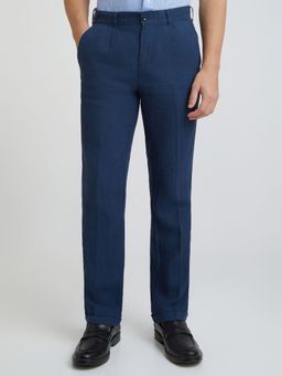 ColorPlus - Tailored Fit Yarn Dyed Dark Blue Trouser