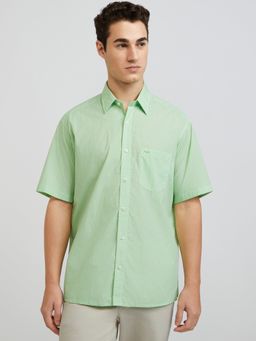 ColorPlus - Regular Fit Printed Medium Green Shirt