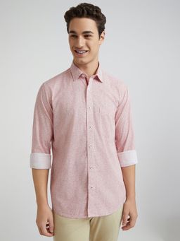 ColorPlus - Men Regular Fit Cotton Printed Red Casual Shirt