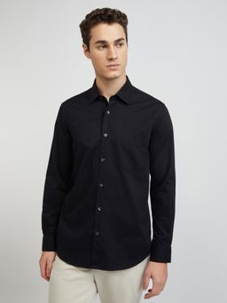 ColorPlus - Men Regular Fit Cotton Solid Black Casual Shirt