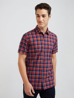 ColorPlus - Men Tailored Fit Cotton Checks Multi-Color Casual Shirt