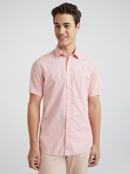 ColorPlus - Men Tailored Fit Cotton Floral Pink Casual Shirt