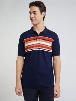 ColorPlus - Regular Fit Striped Navy T-Shirt