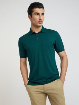 ColorPlus - Regular Fit Solid Dark Green T-Shirt