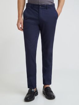 ColorPlus - Slim Fit Solid Dark Blue Casual Trouser