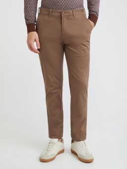ColorPlus - Slim Fit Solid Dark Brown Casual Trouser