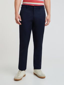 ColorPlus - Regular Fit Solid Dark Blue Casual Trouser