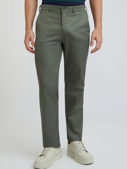 ColorPlus - Regular Fit Solid Medium Green Casual Trouser