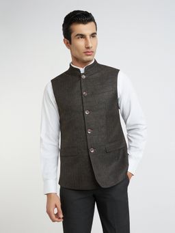 Park Avenue - Men Brown Textured Waistcoat