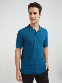 Park Avenue - Blue Slim Fit Solid Polo T-Shirt