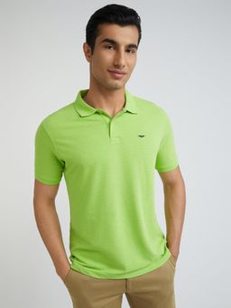 Park Avenue - Green Slim Fit Solid Polo T-Shirt