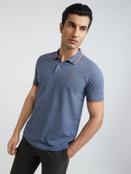 Park Avenue - Blue Slim Fit Textured Polo T-Shirt