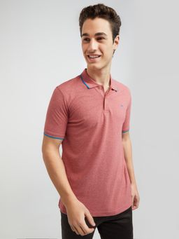 Park Avenue - Coral Slim Fit Textured Polo T-Shirt
