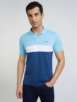 Park Avenue - Blue Slim Fit Cut & Sew Polo T-Shirt