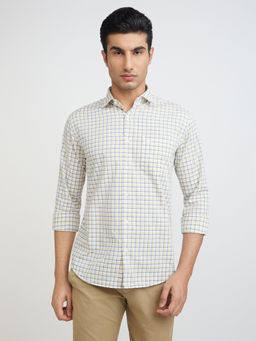 Park Avenue - Yellow Slim Fit Checkered Shirt