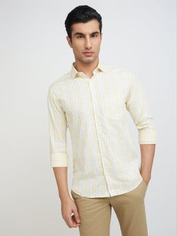Park Avenue - Slim Fit Checkered Yellow Shirt