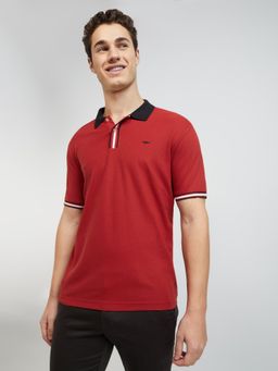 Park Avenue - Slim Fit Solid Red T-Shirt