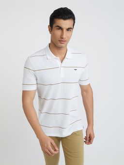 Park Avenue - Slim Fit Stripe White T-Shirt