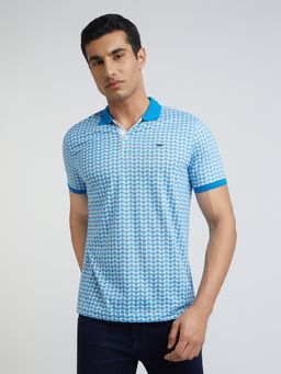 Park Avenue - Slim Fit Printed Blue T-Shirt